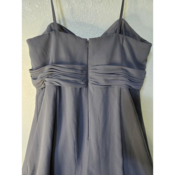 David's Bridal Dress Womens 18 Gray Beaded Empire Waist Chiffon Prom Gown Formal - Picture 5 of 9